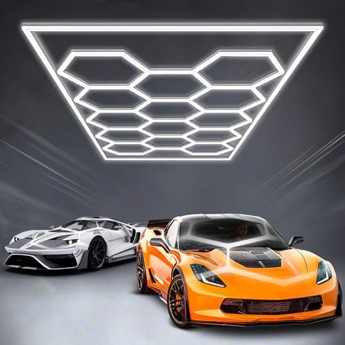 GNIUBBDB Plafonnier LED Hexagonal Pour Garage, Atelier, Sous-Sol, Salle De Sport, Entrepôt, 6500 K 14 HEX