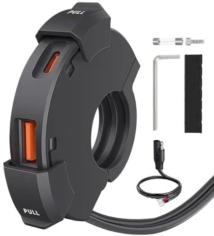 DAWCBVJQ Chargeur USB pour moto - Chargeur GPS - Port adaptateur USB PD30W résistant aux éclaboussures pour guidon, smartphone, vélo, voyage, moto