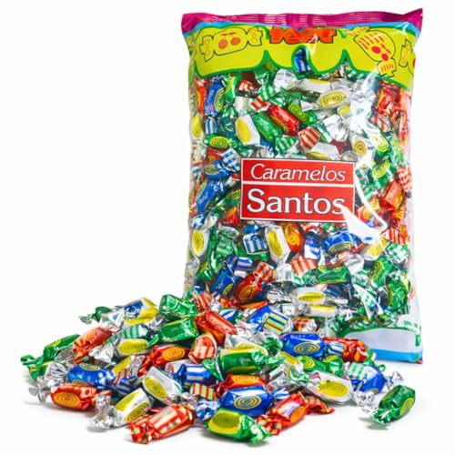 Surtido caramelos brillantes – Bolsa 1KG - Sin Gluten y Sin Alérgenos – Limón, Naranja, Fresa, Menta y Cola – Caramelos Santos, desde 1948