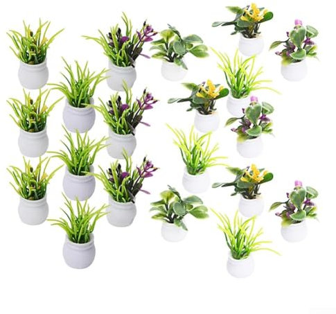 ReachMall Set of 20 Mini Bonsai Plants for Decorative Use in Dollhouses and Gardens