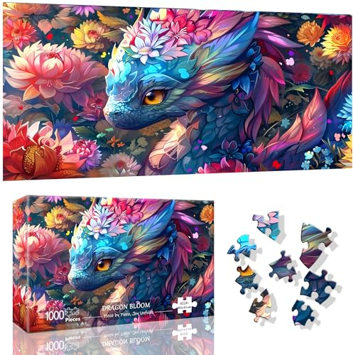 VAIIEYO Drache Puzzle 1000 Teile, Puzzle Erwachsene Tiere, Kreative Unterhaltung, Spaß, Geschicklichkeitsspiel für die Ganze Familie, für Erwachsene und Kinder ab 14 Jahren, Schöne Geschenkidee