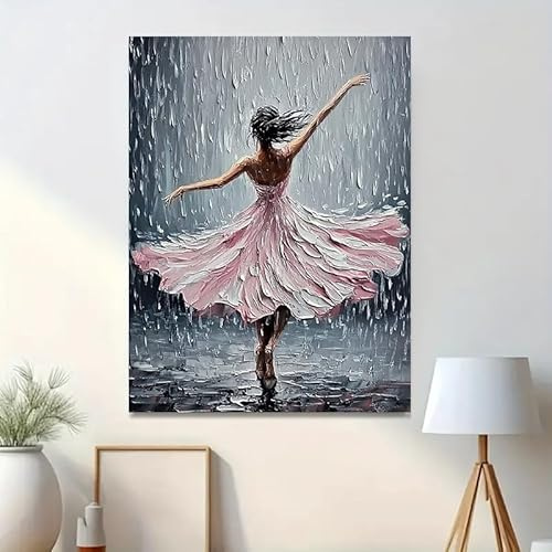 GLWDMH Leinwandbild „Elegante Tänzerin im Regen“, Schlafzimmerbilder, Poster und Drucke, Wandgemälde für das Wohnzimmer（Ungerahmt）
