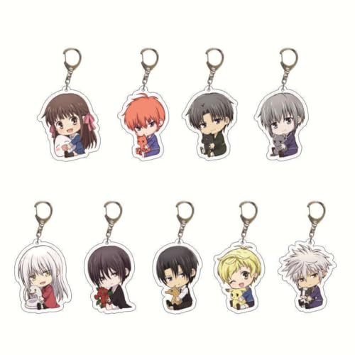 LPXBHSW Fruit Baskets Acrylic Keychain 9pcs, Honda Tohru Chibi Figure Pendant Key Accessories Fans Collection