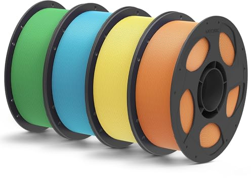 ANYCUBIC Matte PLA Filament 1,75mm, Feine Oberfläche, 4KG Set | Minimalen Schichtlinien, Elegant und Lebendig 3D Druckmaterialien, Matte Textur, Matte Grün Himmelblau Gelb Orange