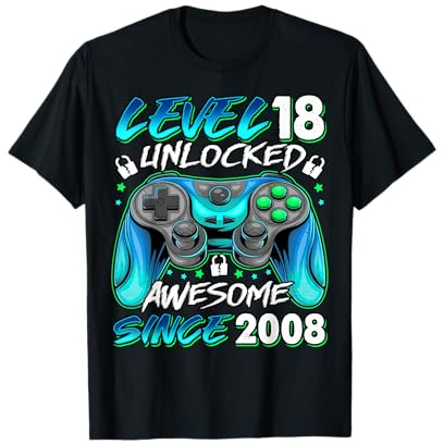 Level 18 Unlocked 18 Year Old Gifts Boys 18th Birthday Boy T-Shirt