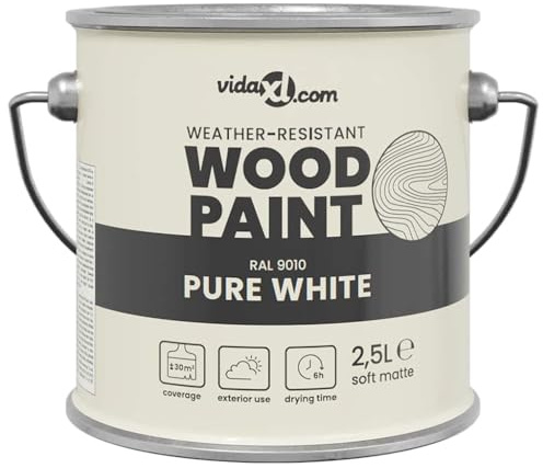 Mokuyary Peinture pour bois Blanc 2,5 L Impression murale Peinture Mur pour Cuisine, Salle de Bain, Salon ou Bureau