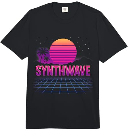 Synthwave Sunset Grid Vaporwave Comfort Colors Adult Heavyweight T-Shirt