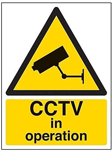 VSafety Warnschild „CCTV In Operation“ („Videoüberwachung in Betrieb“), Hochformat, 150 x 200 mm, 2 mm starrer Kunststoff, englische Version