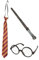 P'tit Clown - 50533 - Set Accessoires Déguisement Sorcier - Wizard Dresse Up Kit - Cravate, Lunettes, Baguette Magique - pour Carnaval, Fête à Thème, Halloween, Nouvel an, EVG, EVJF, Soirée Costumée