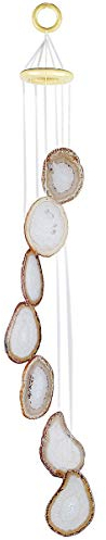 KYEYGWO Natürlicher Achat Scheiben Geode Windspiel Sun Catcher KristallsteinGlockenspiel Artwork für Hausgarten Dekoration 65-80 cm