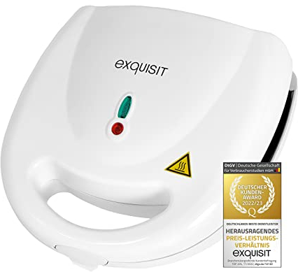 Exquisit Sandwichtoaster ST 3101 we | Dreieck-Sandwich | Antihaft | 750 W Leistung | Weiß | Überhitzungsschutz