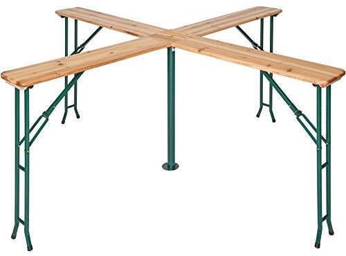 tectake® Table Haute Mange Debout Pliable en Bois & Acier laqué 241x241x103cm Table de Bar avec Porte Parasol, pour jusqu'à 20 Personnes, Réception Mariage Anniversaire Fête de Jardin