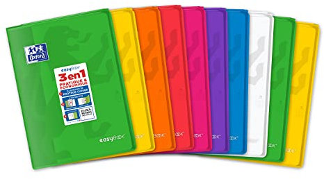 OXFORD EasyBook Lot de 10 Cahiers Agrafés au Format A4 (21 x 29, 7cm) 96 Pages Grands Carreaux Seyès 90gr Couleurs Assorties