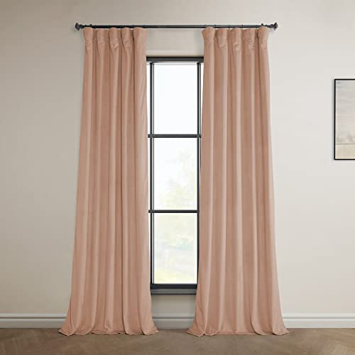 HPD Half Price Drapes Heritage Rideaux occultants en Velours Pelucheux pour Chambre à Coucher et Salon - 1 Panneau - 127 x 213 cm - Fleur de pêche