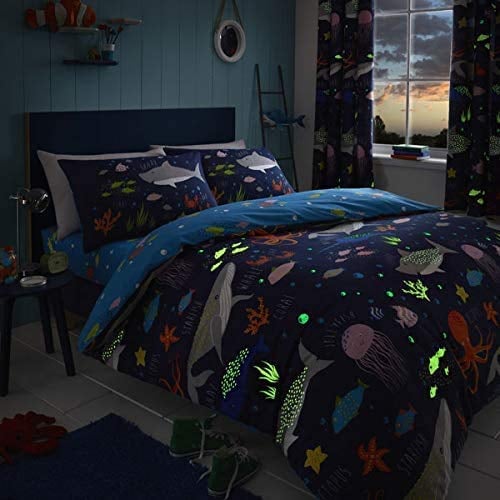 Bedlam Sea Life-Bettwäsche-Set, leuchtet im Dunkeln, Mehrfarbig, Einzelbett
