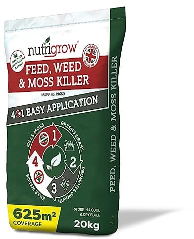Nutrigrow Professional 4-in-1 Feed, Weed & Moss Killer Lawn Fertiliser 625m² Pack - Greens grass, kills moss & weeds