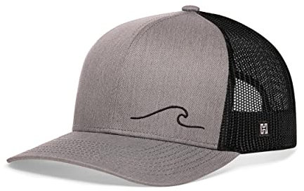HAKA Mountain Hat with Pine Tree Trucker Hat Baseball Cap Snapback Camp Hat, Wave/Grey-Black, L