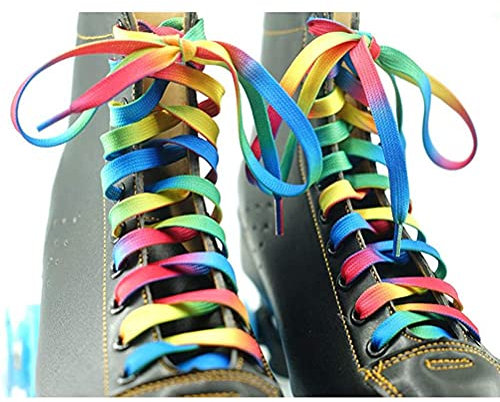 Sarari 2 pares de 120 cm iris planos anchos cordones patines botas normales zapatos cordones cordones cordones para zapatillas deportivas, multicolor