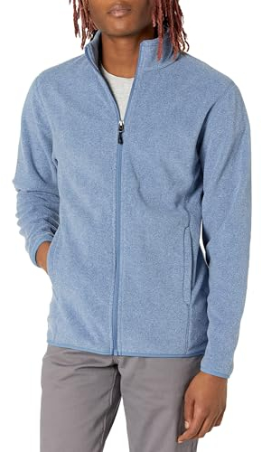 Amazon Essentials Herren Fleecejacke mit durchgehendem Reißverschluss (in Big und Tall erhältlich), Blau Heide, L