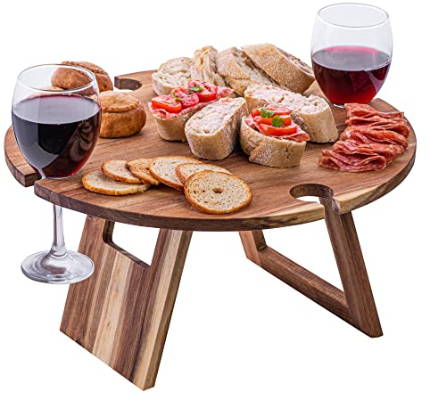 bar@drinkstuff Collapsible Picnic Table - Single - Foldable Table with Drink Holders