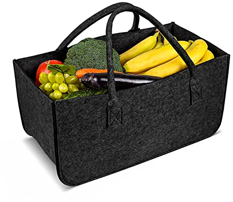 YAXIDAEVER Filztasche,Filz-Tasche Shopper,Tasche aus Filz,Einkaufstasche,Henkeltasche aus Filz,Kaminholztasche Holzkorb Filzkorb 50*25*25cm