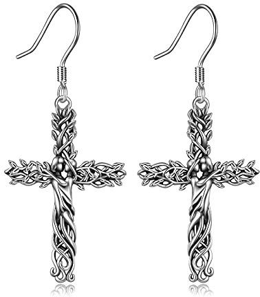 YFN Baum des Lebens Ohrringe Sterling Silber Lebenbaum Kreuz Paar Umarmt Tropfen Ohrringe Schmuck Geschenke für Damen Mädchen
