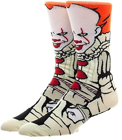 EZB Pennywise Evil Clown Patterned Character Crew Socks | Gift Idea for Men Women Boys & Girls | Size 3-7 | Pennywise