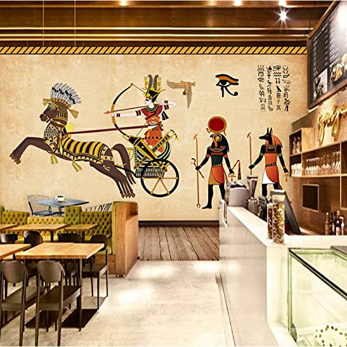 Yimesoy Benutzerdefinierte 3D Wandbild Tapete Vlies Retro Ägypten Charakter Fresko Restaurant Wohnzimmer Wandverkleidung Tapete Wandmalerei 200Cm(W)×140Cm(H)