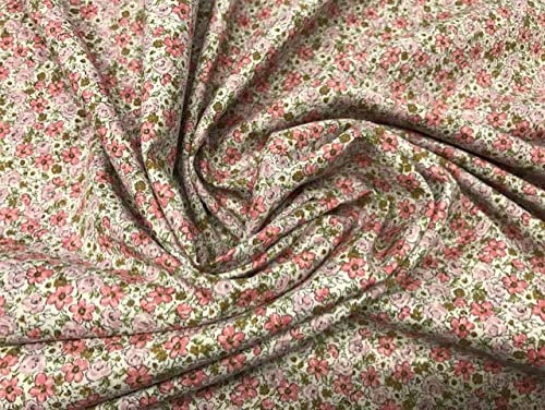 textil pertex LIBERTY Tissu batiste fleurs rose maquillage, tissus pour enfants, tissus d'artisanat, tissus de coton, tissus au mètre, 1 mètre x 150 cm