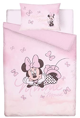 sarcia.eu Pinkes Bettwäsche-Set aus Baumwolle 135x200 cm Minnie Maus, Zertifikat ÖKO TEX 135x200 cm