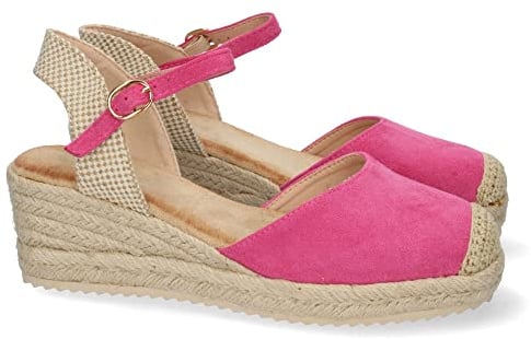 shoes&blues.es Sandalia de Cuna para Mujer, Forrado de Yute, Pala Cerrada, y Cierre de Hebilla, Primavera Verano 2022