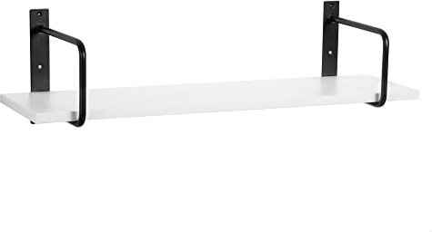 Wandregal mit Regalwinkeln, Regalboden Breite 80 o. 100cm wählbar, T20 x H1,8cm, Schweberegal versch. Farben Büroregal Wandboard Bücherregal Regal für Büro, Laden, Flur (Regalboden 100 cm, White)