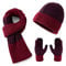 Lallier Winter 3-teiliges Herren Wolle Mütze Schal Handschuhe Set, Warmes Beanie Skull Cap Schal Thermohandschuh Set für Herren, Rot