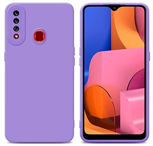 Cadorabo Hülle kompatibel mit Samsung Galaxy A20s Schutzhülle TPU Silikon Case Liquid Design mit Kameraschutz Slim Kratzfest Weiche Gummi mit Rundumschutz Case Hülle für Galaxy A20s in Lila