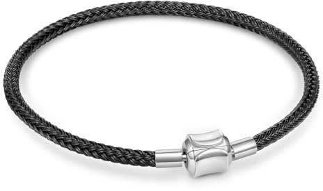 GNOCE Charm Perle Rotes Basic Armband mit 2 Stück Stopper Charm-Armband für Teenager-Mädchen Frauen Schmuck Valentinstag Muttertagsgeschenk (16, Schwarz)