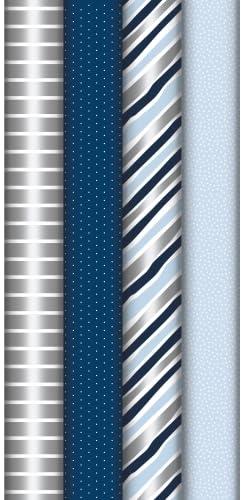 Excellia Geschenkpapier, 80 g/m², 5 m x 0,7 m, Blau und Weiß, 20 Stück