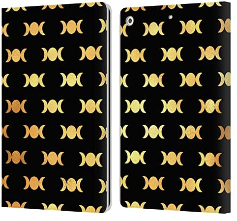 Head Case Designs Licenciado Oficialmente Haroulita Luna Oro Celestial Carcasa de Cuero Tipo Libro Compatible con Apple iPad 10.2 2019/2020/2021