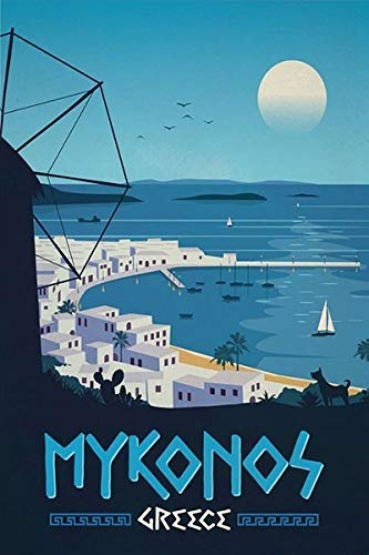 Mykonos Griechenland Wanddekoration Poster Bar Restaurant Metall Blechschild 30,5 x 20,3 cm