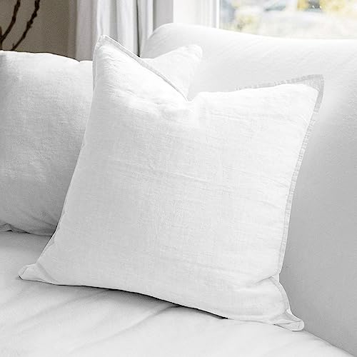 CHUFFED Kissenbezug 80x80 (Set mit 2) - Kissenbezüge aus Leinen Baumwolle- Für Kissen 80 x 80 cm Kissenhülle - Kissenbezug -Oeko-Tex-Zertifiziert, Weiß, Umschlag Verschluss, Kein Reißverschluss