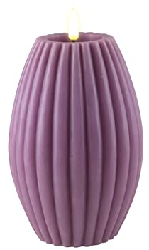 ReWu LED Kerze Deluxe Homeart Rillenkerze Ovale Formkerze aus Echtwachs mit hochwertigem Wachsspiegel - (Purple)