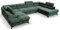 MargaretHadas24 Ecksofa Palermo U-Form mit Schlaffunktion Bettkasten 345 cm Wohnzimmer Arbeitszimmer Sofa XXL (grün Sally 12)