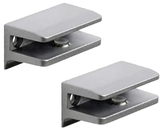 2 Stück Glasbodenträger - Dicke von 3 bis 6 mm – rechteckig Pelikan-Typ - Inklusive Schrauben – schwarz Oberfläche - REI