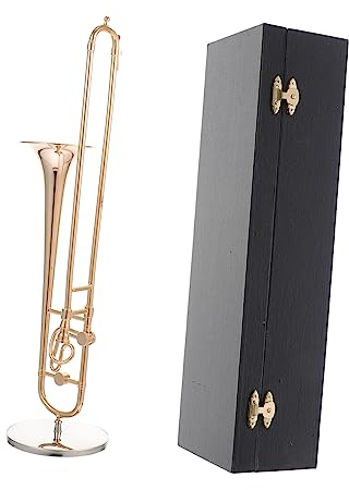 VICASKY 1stk Modell Posaune Ausstellungsmodell Für Posaune Posaunenkoffer Instrumentenmodell Kleiner Posaunendekor Kleine Posaune Winzig Meter Tischgerät Kind 24 Karat Vergoldetes Kupfer