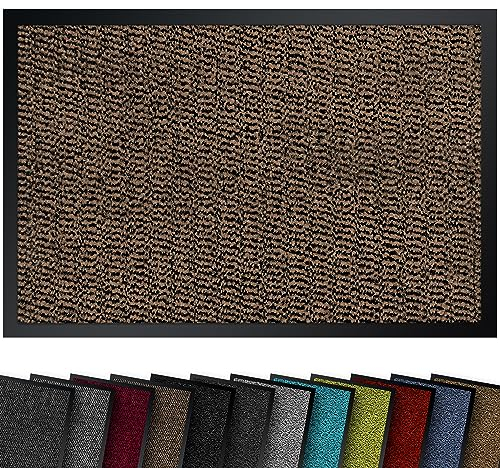 comflor Hochwertige Fußmatte Braun-Schwarz 60x90 groß für Innen & Außen - Schmutzfangmatte rutschfest, waschbar & wetterfest - Fussmatte für Eingangsbereich & Aussenbereich - Läufer Flur dünn