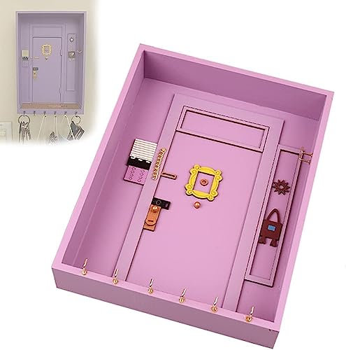 Btstil Friends Monica Porte-clés de porte murale fait à la main avec crochets personnalisés pour décoration d'intérieur vintage (violet)