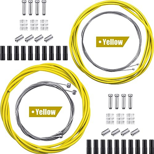 Universal Bicycle Transmission Line Shift Derailleur Cable and Brake Cable Kit for Mountain and Road Bike Repair (Yellow)