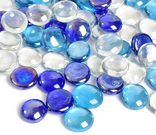 ATBUSS 200 g, ciottoli di vetro trasparenti, rotondi, pietre piatte, ciottoli di vetro, decorazioni artificiali, perline di riempimento, per acquari, vasi di piante, paesaggistica