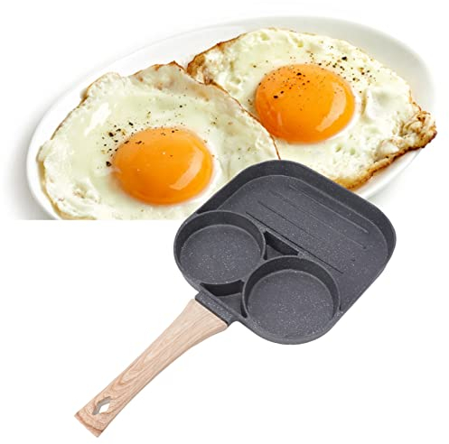 3 in 1 Bratpfanne Pfannkuchenpfanne 18 x 18 cm Aluminium Antihaftbeschichtung Omelette Pfanne mit Holz Griffe, Sandwichmaker Grillpfanne Toastpfanne für Gas Induktionsherd