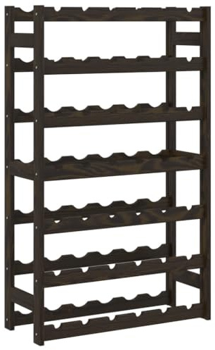 vidaXL Weinregal, Flaschenregal mit 7 Ablagen für 42 Flaschen, Weinflaschenhalter Weinständer mit Wellen-Design, Weinhalter Getränkeregal für Küche Keller, Schwarz Massivholz Kiefer
