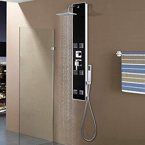 BaraSh Duschpaneel Glas 18×42,1×120 cm Schwarz Duschpaneel Eckmontage Duschpaneele Komplett